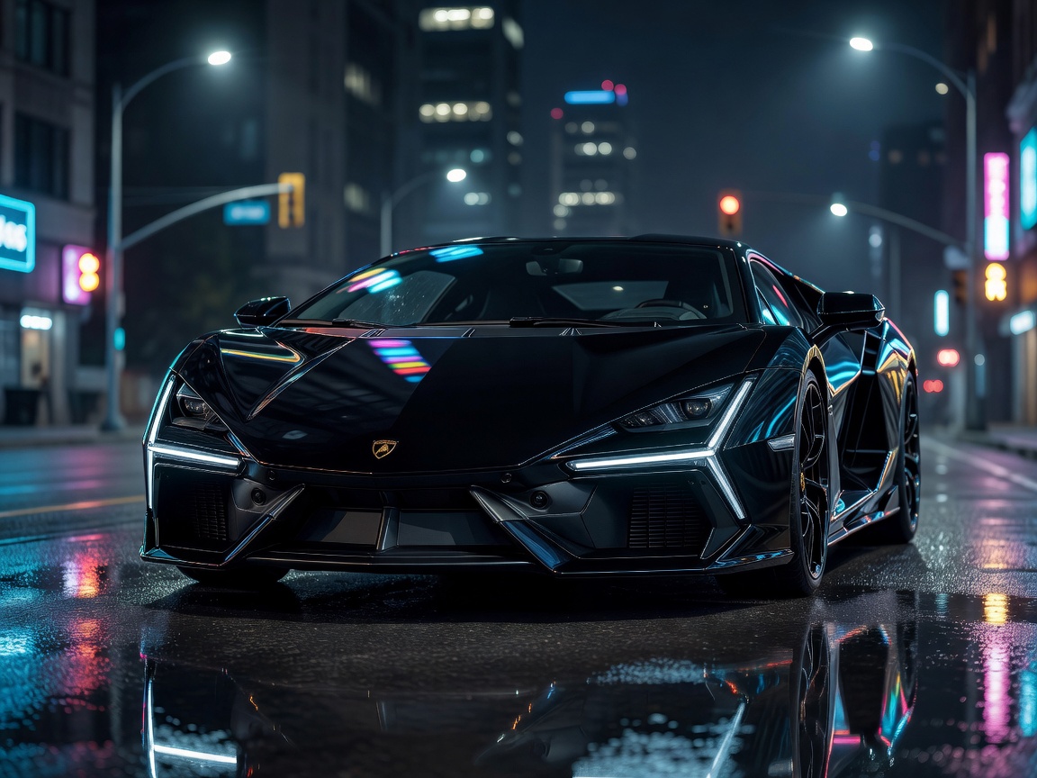 Obsidian Lamborghini Revuelto V12 HPEV flagship supercar front profile